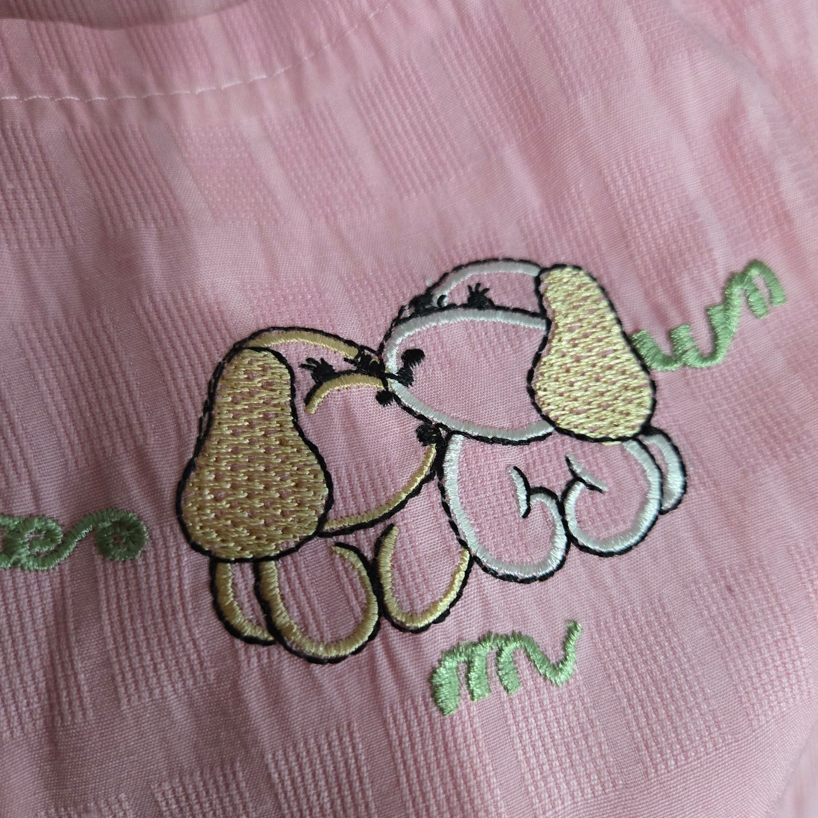 Jin Deyi Pink Puppy Dress Ribbons Dogs Embroidery Lace Pocket Smock Shift Applique Girls XXL
