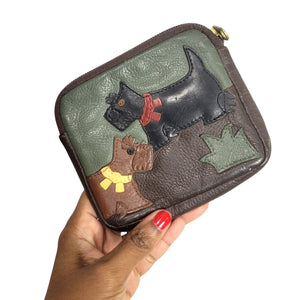 JP Ourse Cie Scotties Pouch Brown Wallet Dog Applique Leather Coin Purse Belt Bag