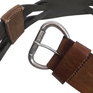 Gap Leather Belt Vintage Brown Canvas Wide Sturdy Rugged Textured Cutouts Medium