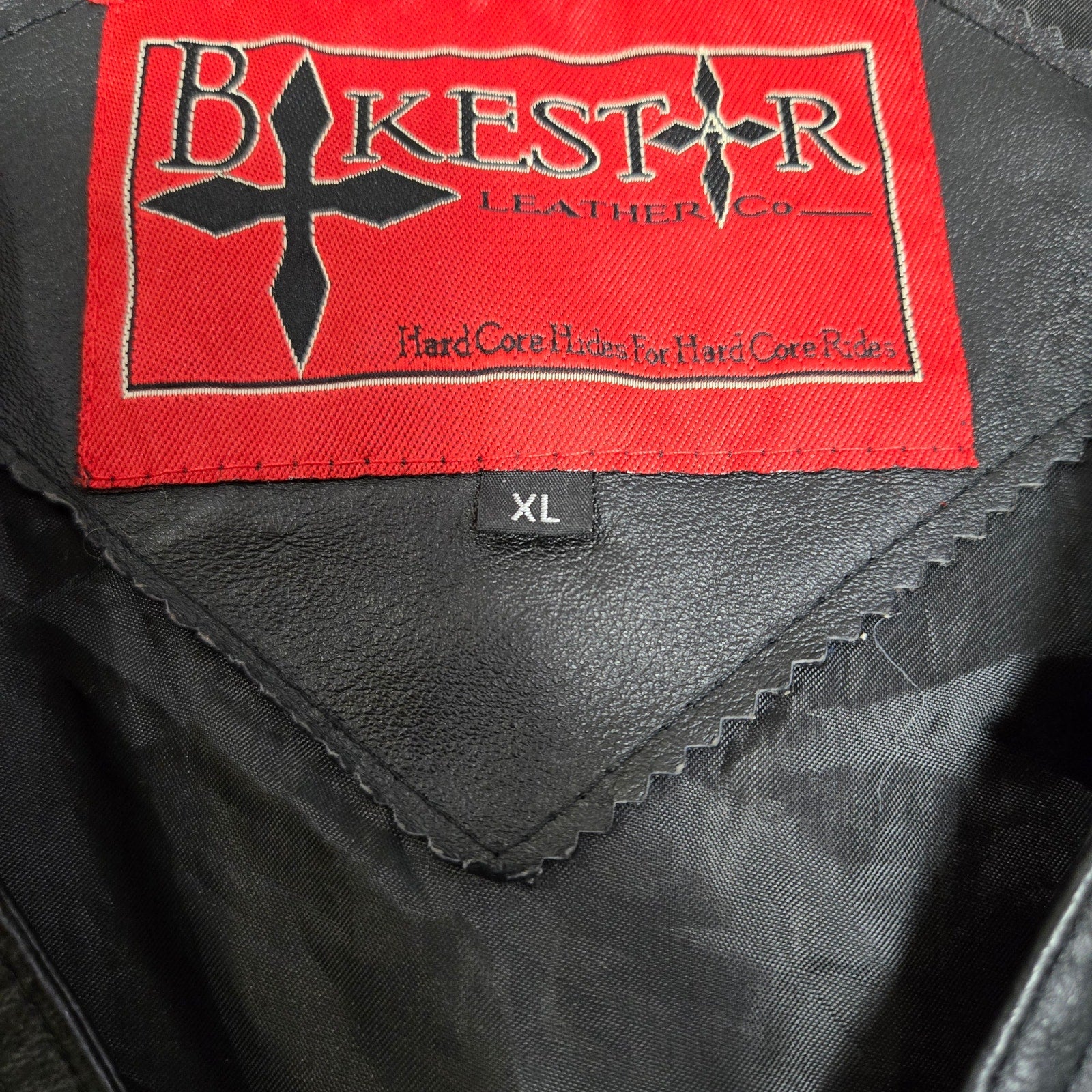 Bikestar Black Leather Vest Biker Motorcycle Punk Rock Lace Up Sides Retro Moto XL