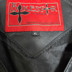Bikestar Black Leather Vest Biker Motorcycle Punk Rock Lace Up Sides Retro Moto XL