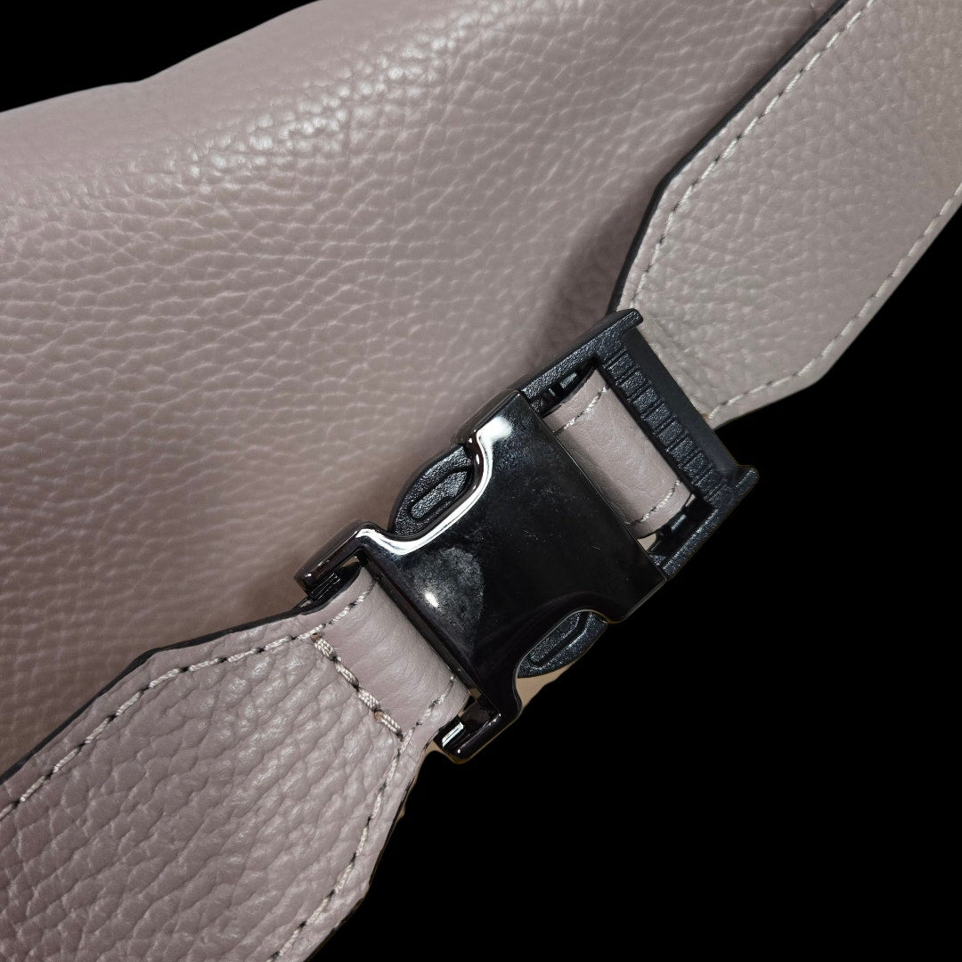 Mario Valentino Mickey Belt Bag Taupe Leather Crossbody Sling Adjustable Bum Waist Pouch Fanny Pack