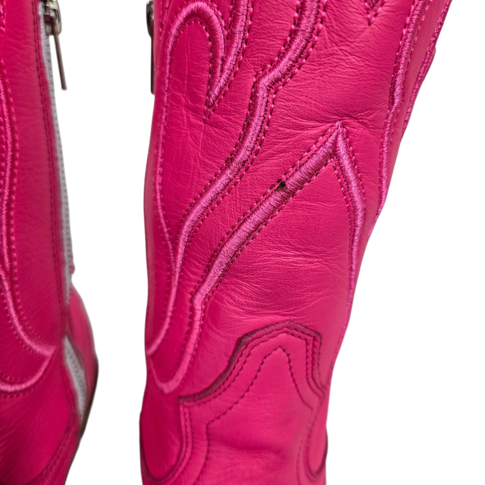 Corral Western Boots Pink Fuchsia Snip Toe Cowboy Cowgirl Tall Leather Neon Embroidery 8