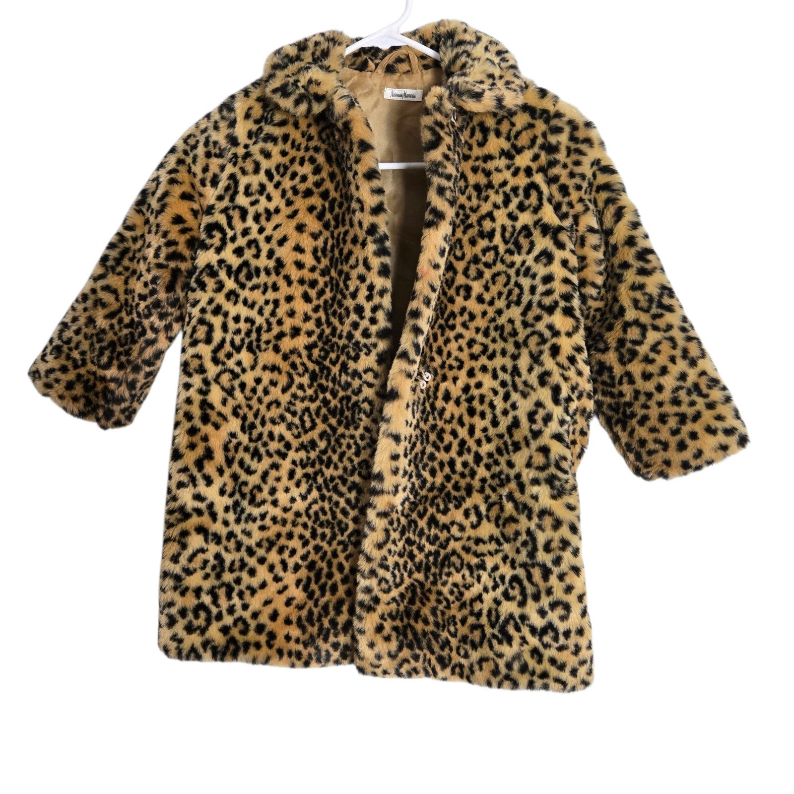 Neiman Marcus Leopard Print Coat Tan Faux Fur Plush Animal Dressy Winter 4 Girls