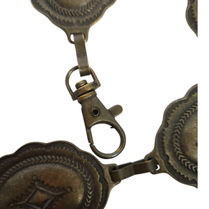 Concho Chain Belt Bronze Brown Metal Western Rustic Cowgirl Medallion Vintage Brass Small