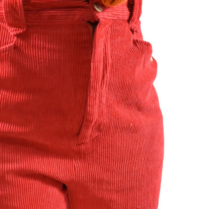 Vintage Cambridge Dry Goods Stirrup Pants Red Corduroy Straight High Waist Cotton Stretch Retro 8