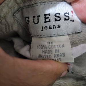 Vintage Guess Cargo Skirt Tan Beige Khaki Mini 90s Low Rise Straight Logo Cotton Utility 10