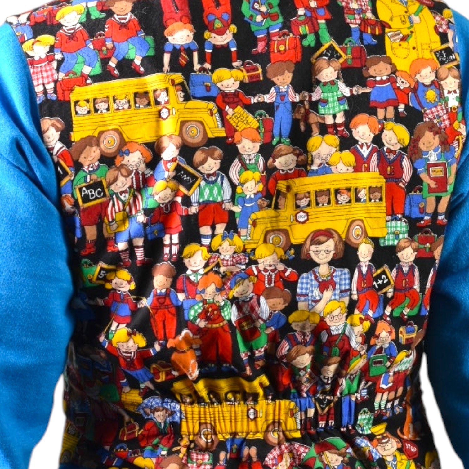 Homemade School Bus Teacher Vest Kids Bus Button Front Cotton Novelty Waistcoat Cartoon Small