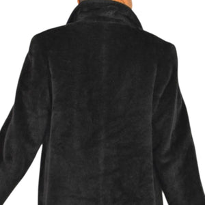 Cinzia Rocca Llama Faux Fur Coat Black Long Maxi Coat Side Slits Luxury Piacenza Wool Blend 2