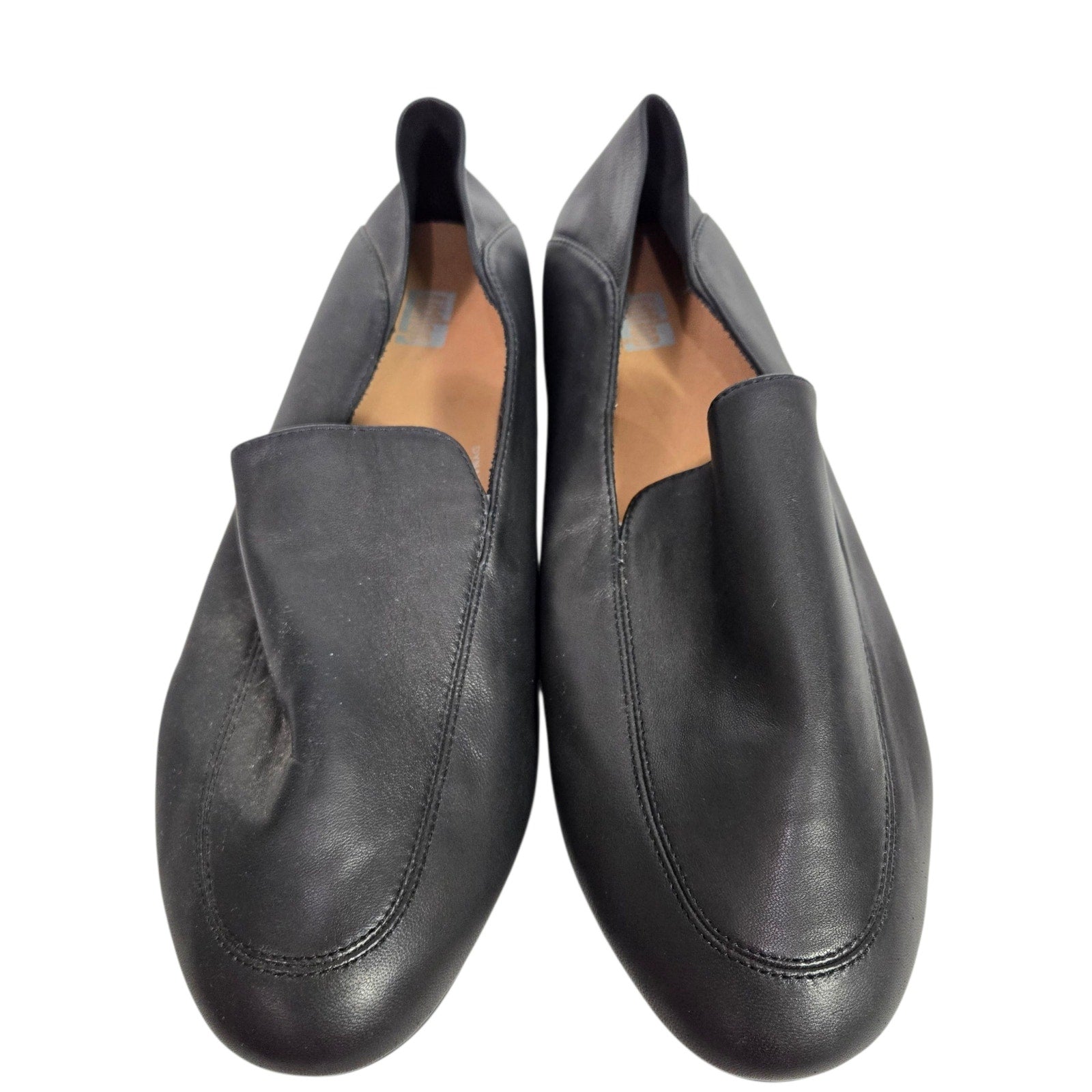 FitFlop Allegro Crush Back Loafer Flats Black Leather Moccasins Dynamicush Comfort 9