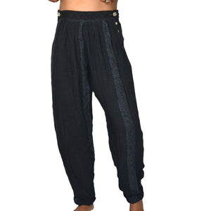 Vintage Impulse Genie Pants Black Gauze Balloon Harem Bohemian Cotton Easy One Size