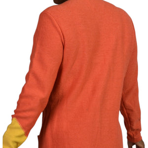 Vintage Steve Fabrikant Knit Dress Orange Color Block Button Front Jeweled Funky Medium