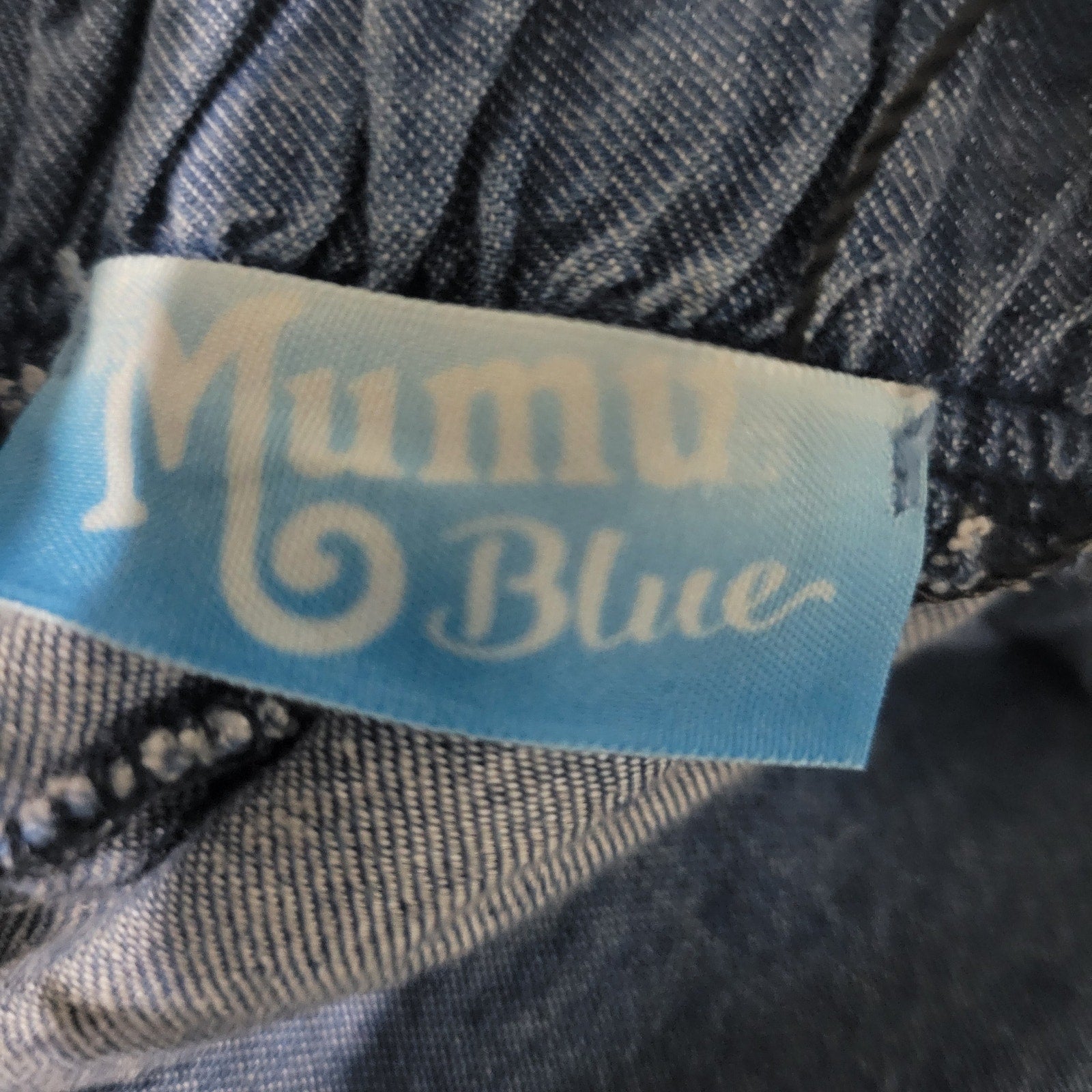Show Me Your Mumu Explorer Pants Blue Chambray Flare Wide Leg High Waist Pull On Small