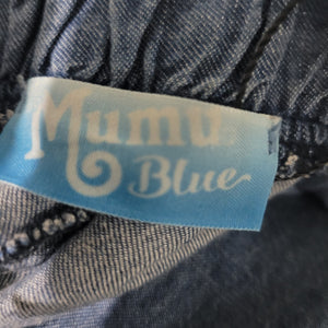 Show Me Your Mumu Explorer Pants Blue Chambray Flare Wide Leg High Waist Pull On Small