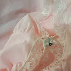 Vintage Komar Prairie Nightgown Pink Pale Pastel Country Farm Lace Cotton Embroidery Medium