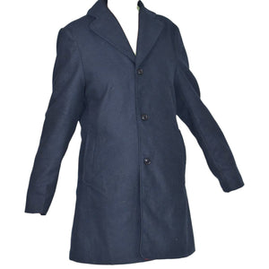 Doctor Who Twelfth Peter Capaldi Blue Navy Dress Coat Notch Lapel Topcoat Wool Overcoat Mens Small Medium