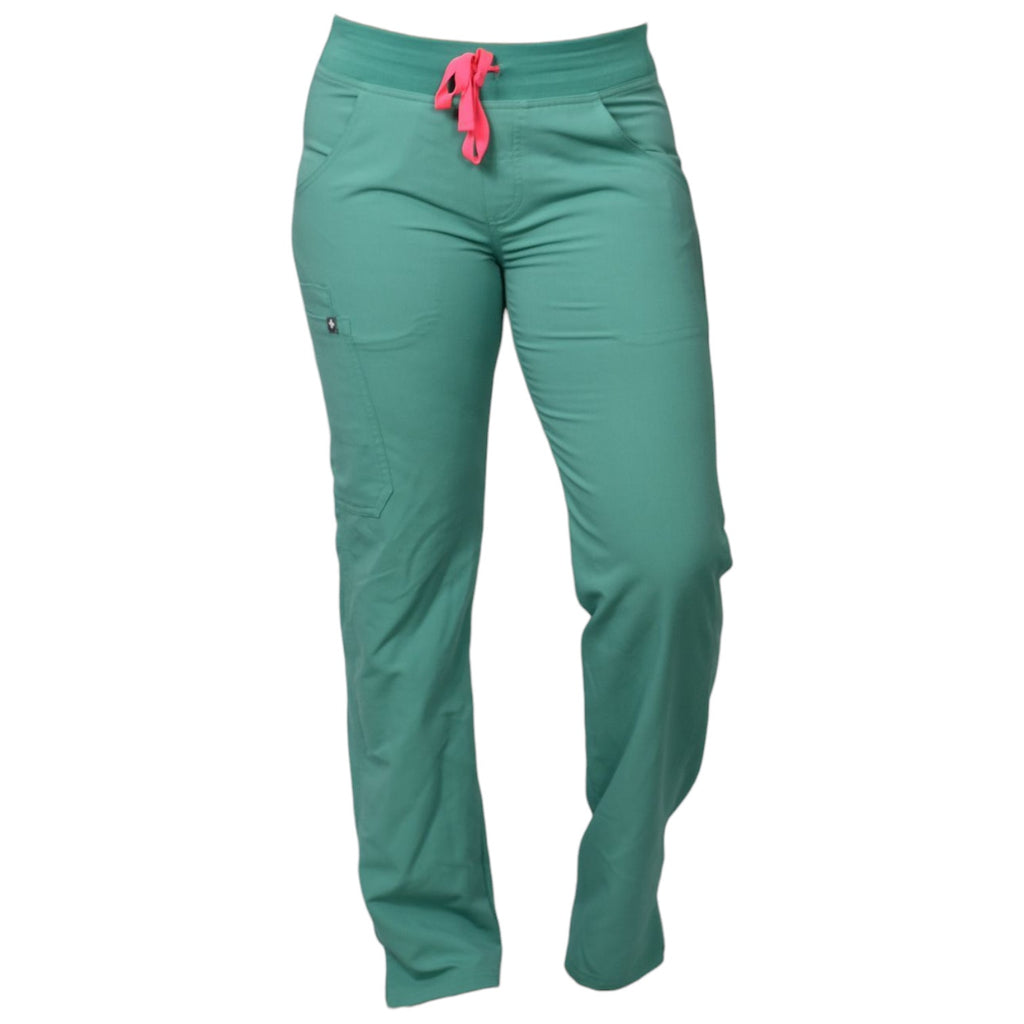 FIGS Kade Cargo Scrubs Pants Aqua Blue Straight Slim Fit Pockets Ankle Slits XS