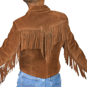 Vintage Ms Pioneer Suede Fringe Jacket Brown Cropped Leather 70s 80s Easy Rider Size Medium