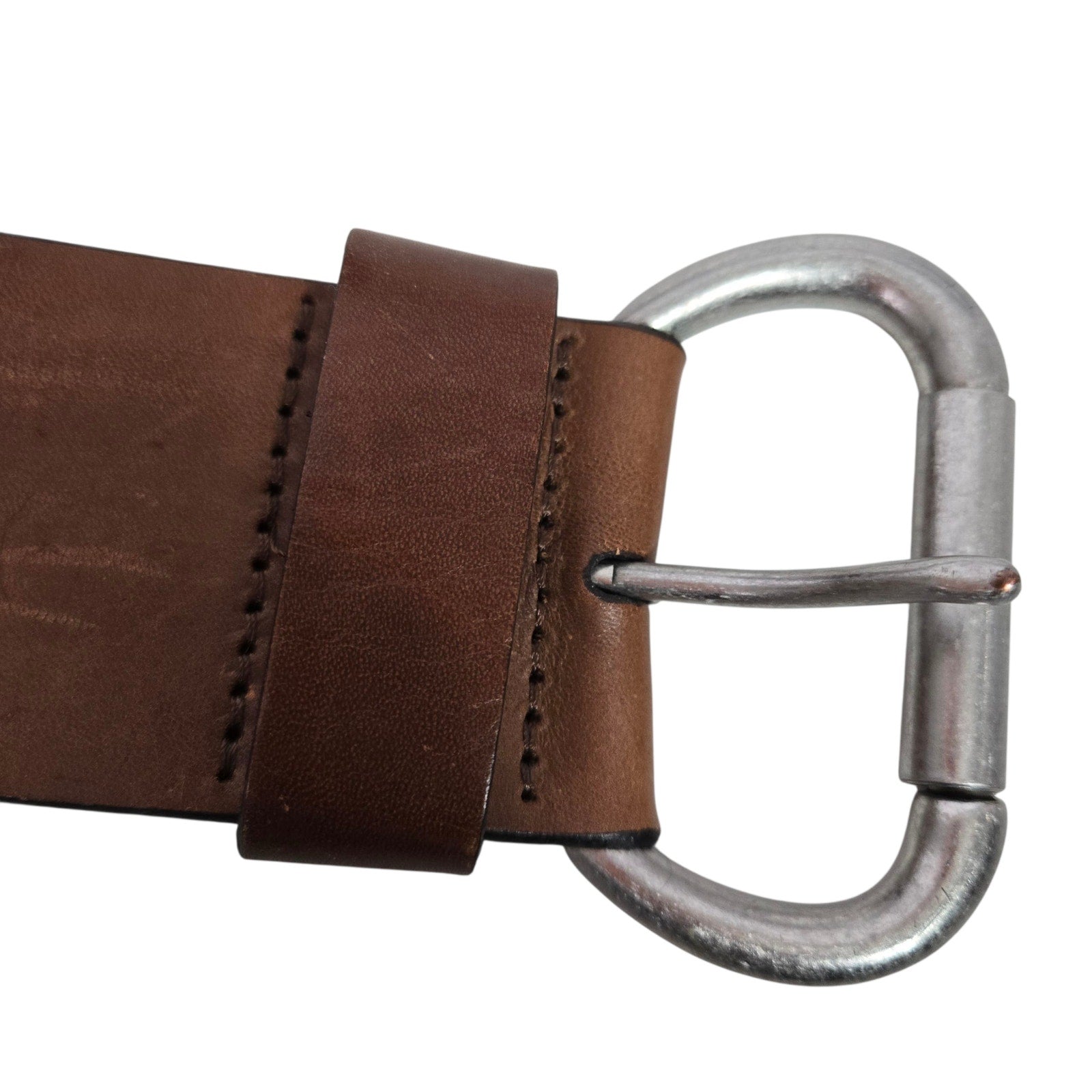 Gap Leather Belt Vintage Brown Canvas Wide Sturdy Rugged Textured Cutouts Medium