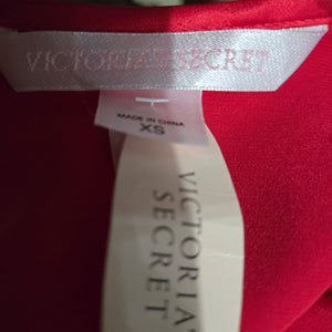 Victorias Secret Red Silk Nightgown Satin Sheer Tulle Chiffon Long Maxi Slip XS
