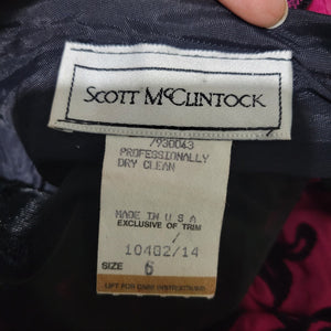 Vintage Scott McClintock Damask Skirt Purple Magenta Taffeta Crinoline Black Maxi Dressy 4