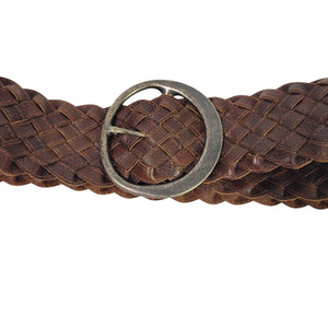 Banana Republic Wide Braided Leather Belt Brown Vintage Classic Woven Waist Size XS