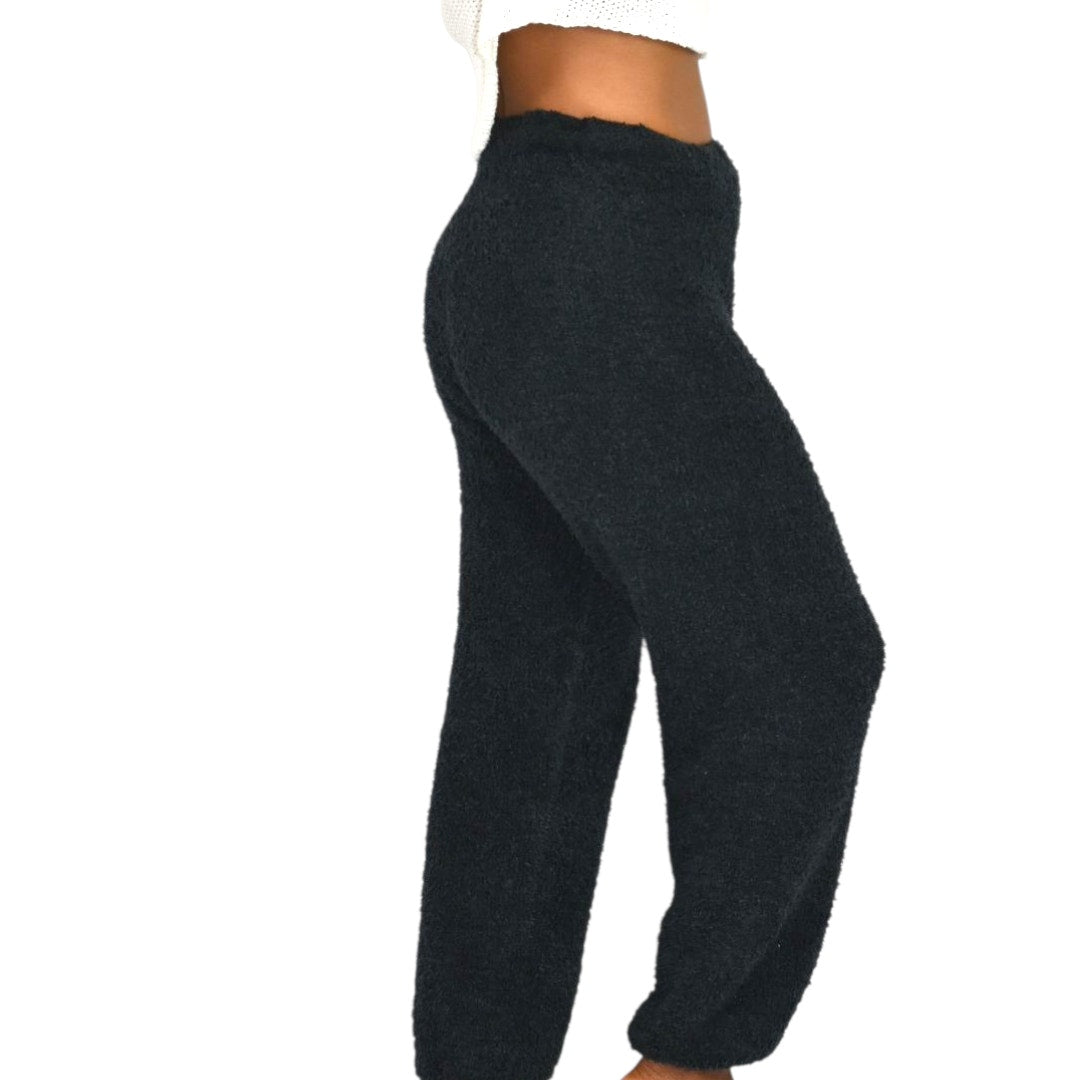 Skims Knit Joggers Black Cozy Pants Furry Fuzzy Plush Boucle Stretch Loungewear Small Medium