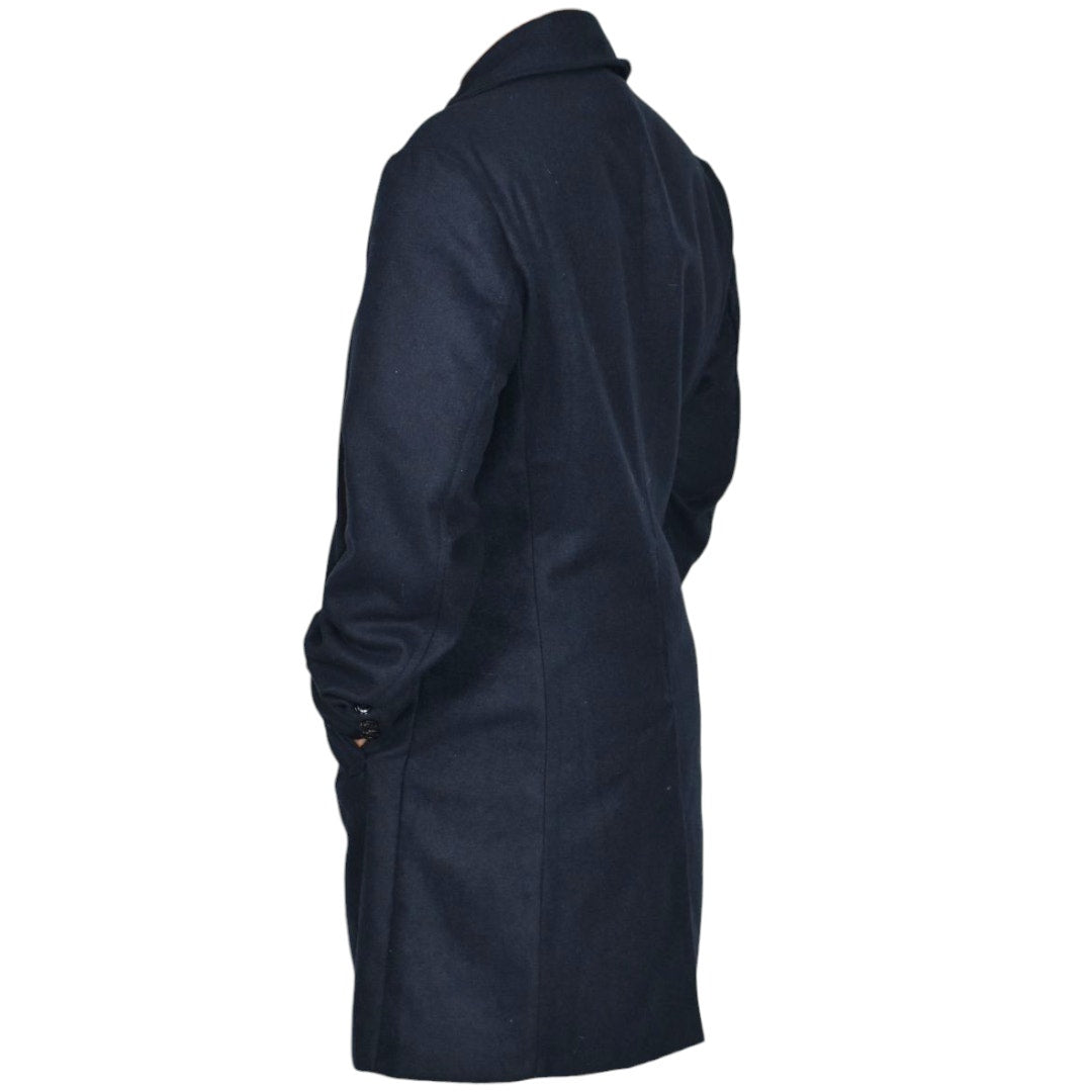 Doctor Who Twelfth Peter Capaldi Blue Navy Dress Coat Notch Lapel Topcoat Wool Overcoat Mens Small Medium