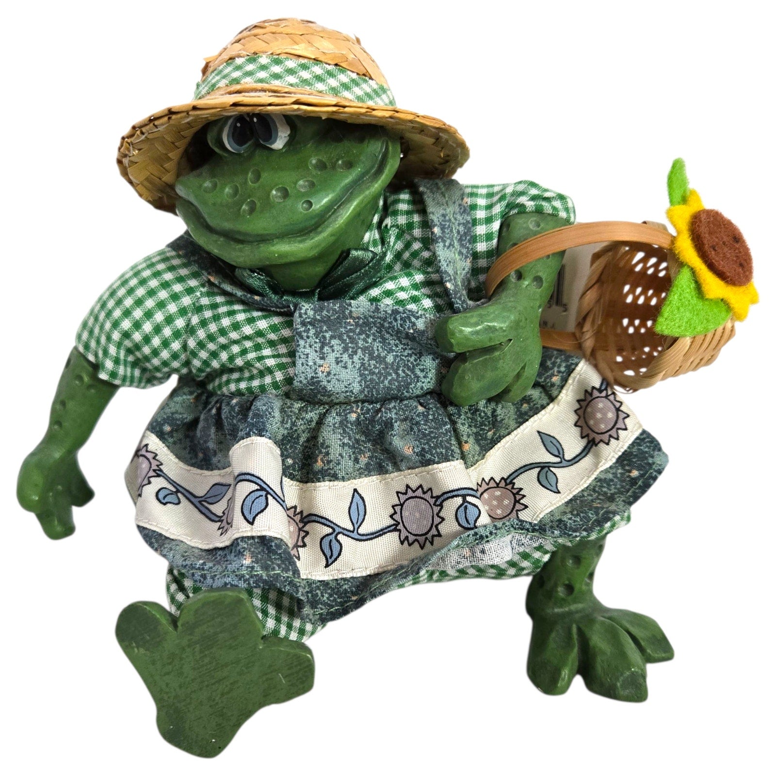 Vintage Russ Berrie Country Folks Figurine Mrs Gardenhopper Green Frog Shelf Sitter Gardening Gardening Toad Kathleen Kelly Critter Factory