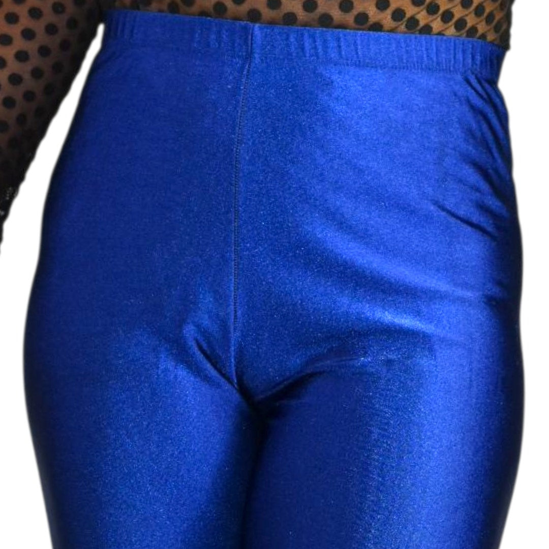 Vintage Hanes Shiny Leggings Blue Aerobics Fitness 90s Activewear Yoga Nylon XL