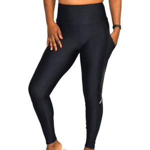 Lanston Sport Peloton Vincent Leggings Black Pockets High Waist Shiny Panels Size Medium