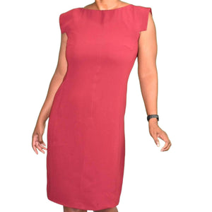 MM LaFleur Sarah Dress Red Crepe Tailored Sheath Short Sleeve Boat Neck Size 6