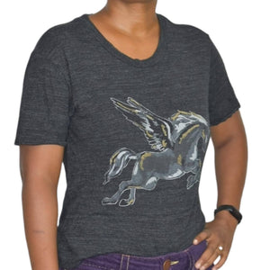 Bimba y Lola Pegasus T Shirt Grey Tee Stallion Wings Horse Crew Neck Size Small