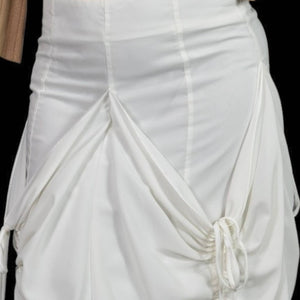 Alice + Olivia Skirt White Parachute Cargo Ruched Midi Drawstring Shirred Column Size 4