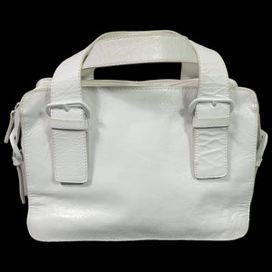 Vintage Paolo White Bag Perlina Top Handles Mini Satchel Tote Buckle Chunky Purse
