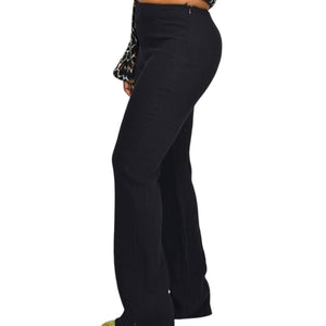 Escada Black Pants High Rise Crinkled Gauze Wide Leg Trousers Dress Size 36 4