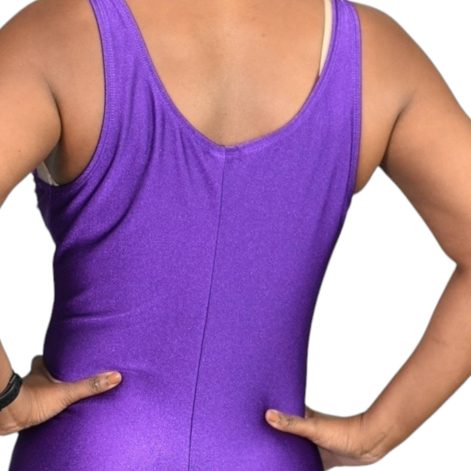 The Body Co Vintage Nylon Unitard Purple Bike Romper Catsuit One Piece Singlet Activewear Shiny 90s Size XL