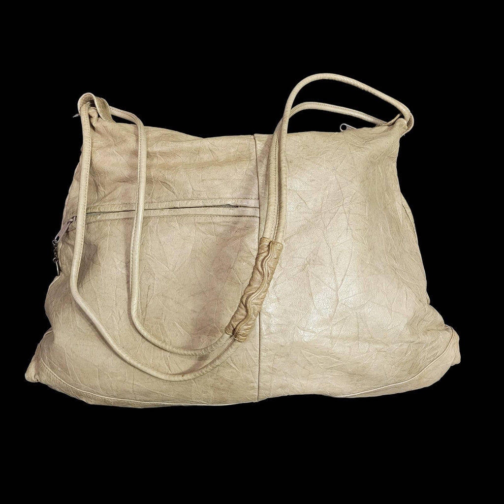 Vintage Brio Oversized Bag Tan Leather Shoulder Crossbody Carryall Shopper Retro