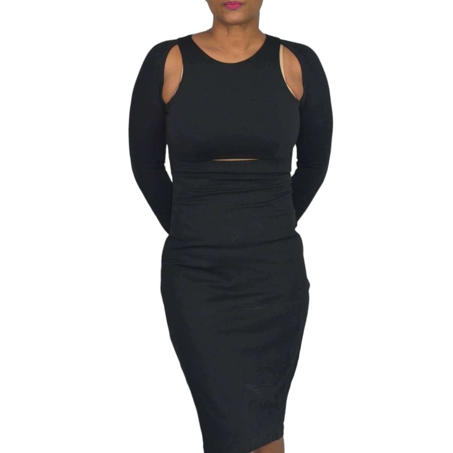 T Alexander Wang Dress Black Ponte Knit Cutout Sheath Bodycon Pencil Size Small