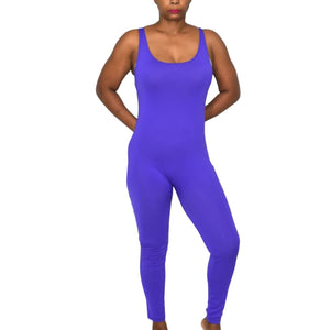 Stretch Is Comfort Nylon Unitard Purple Catsuit Spandex Shiny Retro Tank Full Length USA Size Large