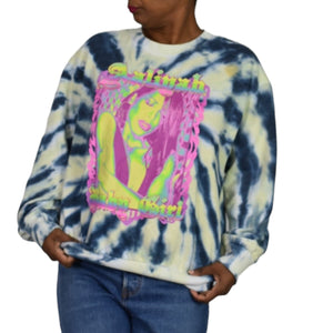 Aaliyah Sweatshirt Blue Neon Graphic Baby Girl Tie Dye RnB Hip Hop Culture Y2K Size Large