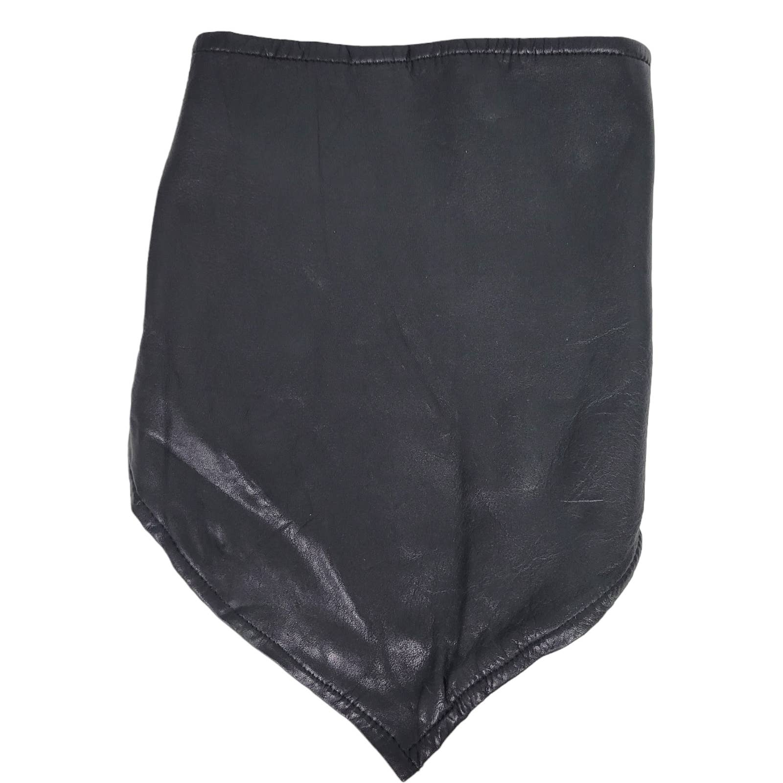 Vintage Leather Bandana Black Kerchief Triangle Fleece Biker Neck Warmer Winter Sports Unisex