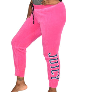 Juicy Couture Zuma Pants Pink Velour Jogger Varsity Low Rise Yoga Loungewear Size Medium