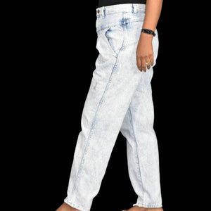 Vintage Mac Fads Jeans Blue Light Wash Denim High Waist Yoked Pleated Bareback Stonewash Rigid Cotton Size 6