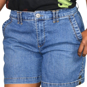 Gloria Vanderbilt Jean Shorts Slimming Effect Blue Mid Rise Mom Straight Walking Casual Size 6