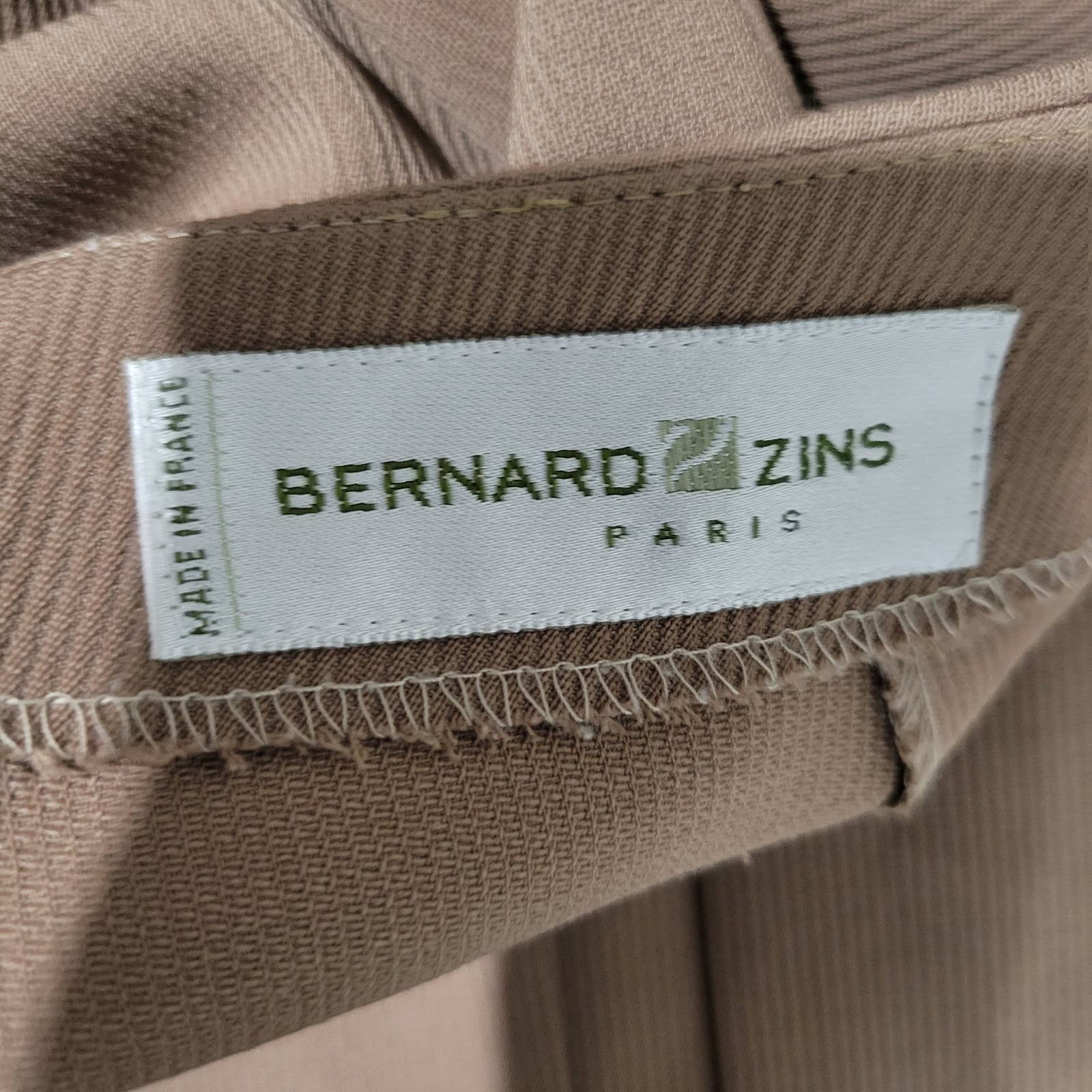 Bernard Zins Trousers Brown Tan Dress Pant High Waist Straight Flat Front Size 4