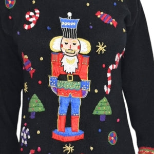 Ugly Christmas Sweater Vintage Toy Shoulder Embroidery Ornaments Work in Progress Size Large