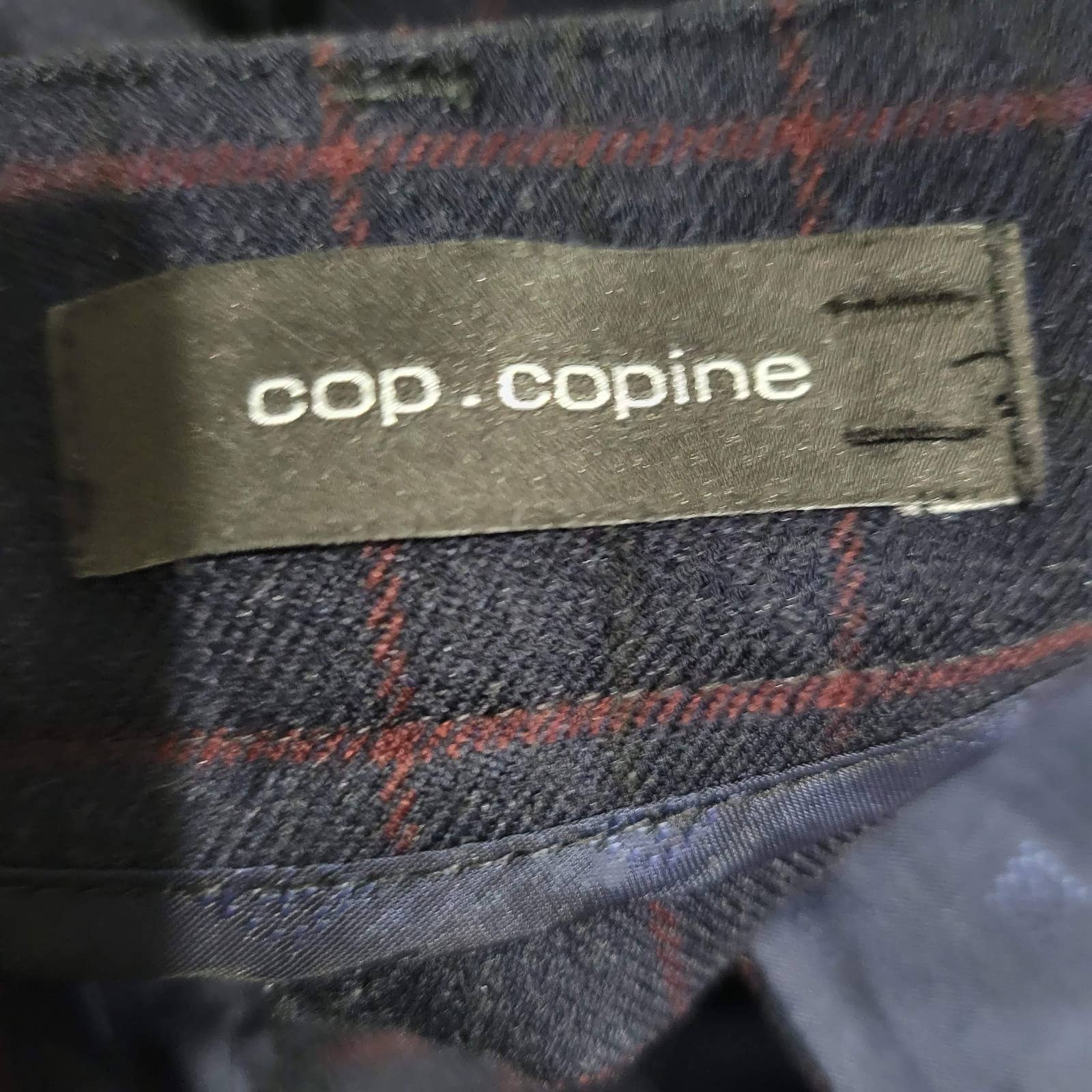 Cop Copine Ouaf Cropped Trouser Pants Blue Check Plaid Windowpane Cuffed Wide Leg Size 40 10