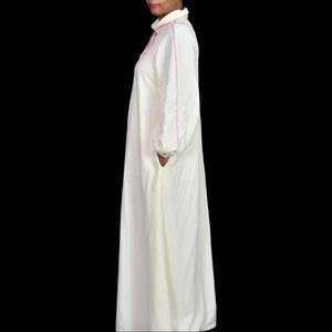 Vintage Bill Tice Velour Robe Off Cream White Housecoat Loungewear Caftan Size Large