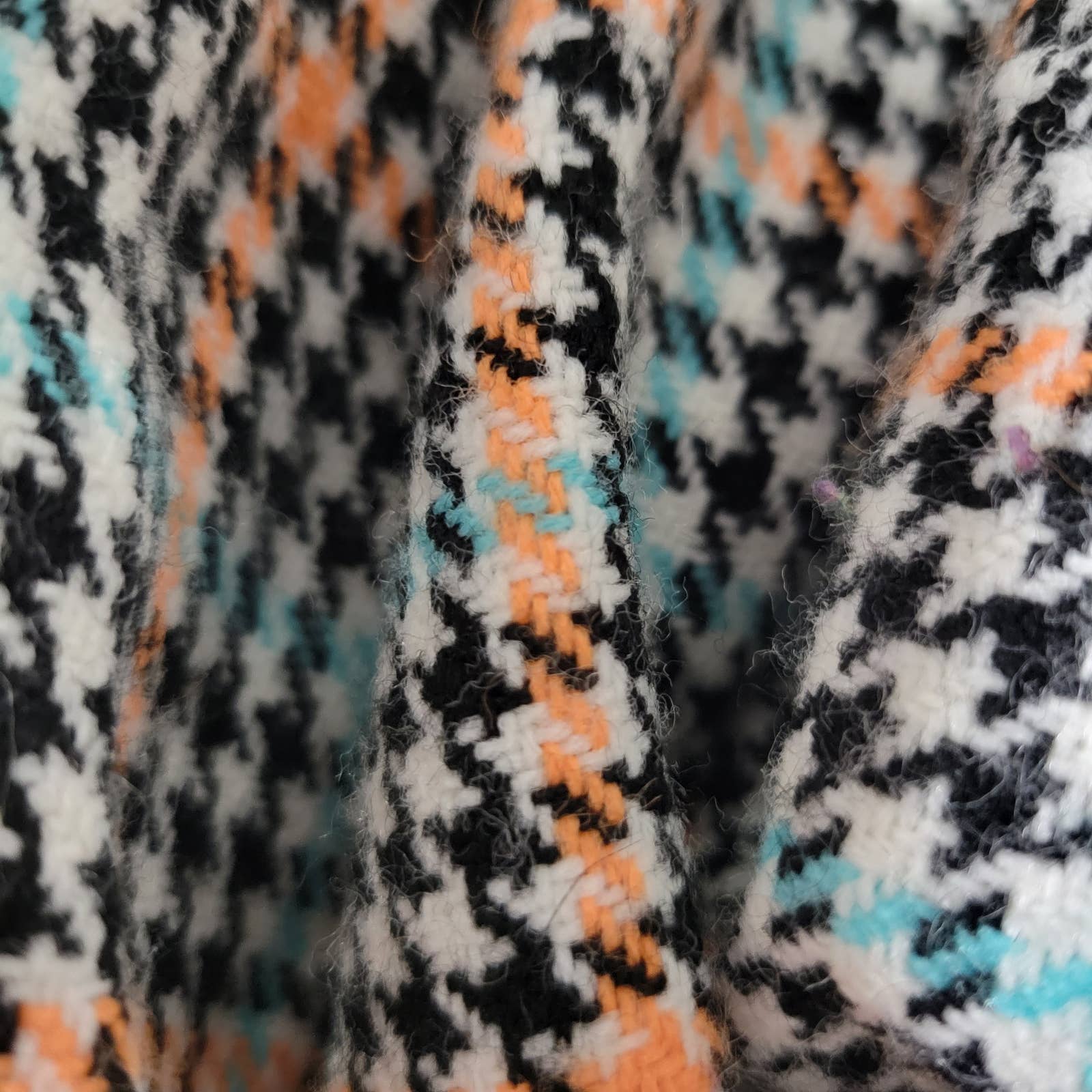 Vintage JCP Plaid Pants Blue Houndstooth Penneys Cuffed Flare Bell Bottoms Trousers 70s Wide Leg High Waist Size 4 27